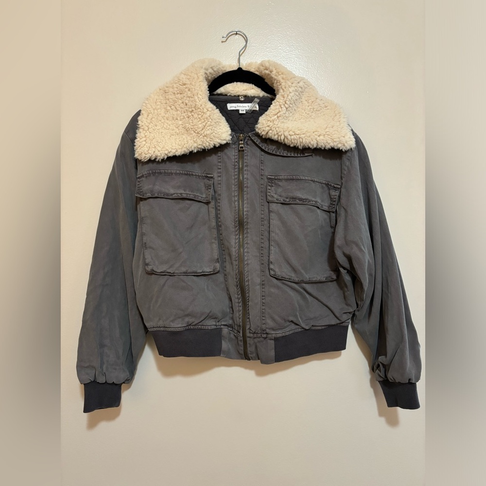 Women’s Size Medium Bomber Coat with Fur Trim